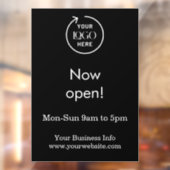 現在オープン | 営業時間 ロゴ ブラック ウィンドウサイン (シート2)
