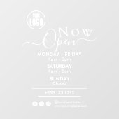 現在オープン | 営業時間 ロゴ 白 ウィンドウサイン (シート)