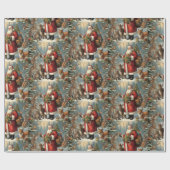 現在ビクトリアンの動物と森林動物のサンタ ラッピングペーパー (フラット)