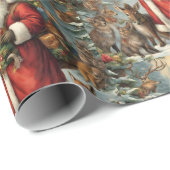 現在ビクトリアンの動物と森林動物のサンタ ラッピングペーパー (ロールコーナー)