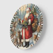 現在ビクトリアンの動物と森林動物のサンタ ラージ壁時計 (傾斜)