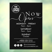 現在営業中 | 営業時間 ロゴ ブラック ウィンドウサイン (シート3)