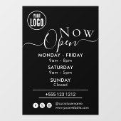 現在営業中 | 営業時間 ロゴ ブラック ウィンドウサイン (シート)