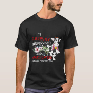 現在監督されていない牛おもしろい Tシャツ