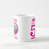 現在50誕生日の写真の名前ピンク文字 コーヒーマグカップ (中央)