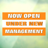 現在、新しい経営陣の下で営業開始 小規模ビジネス ウィンドウサイン (シート3)