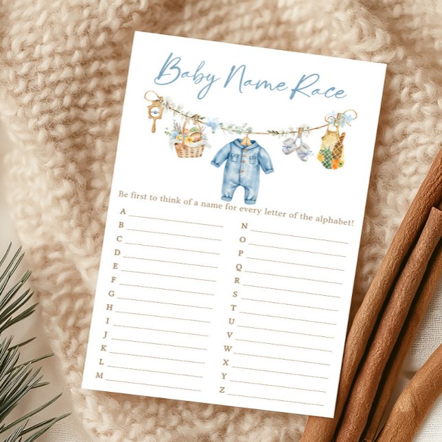 現地で育ったベビーネームレースゲーム (Blue Locally Grown Baby Shower Baby Name Race Game)
