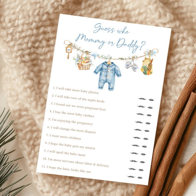 現地で育った男の子だ！ママ似？パパ似？当てっこゲーム (Blue Locally Grown Baby Shower Guess Who Mommy or Daddy Game)