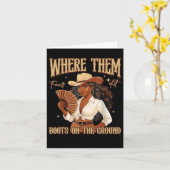 現地に立つ ブーツ 牛飼い 西部劇 カウガール 私 カード (黄色い花)