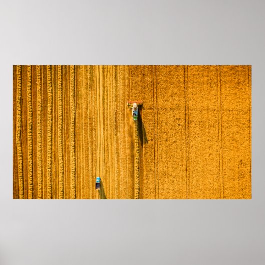 現場で働くハーベスター機。ハーブを結合する ポスター (正面)