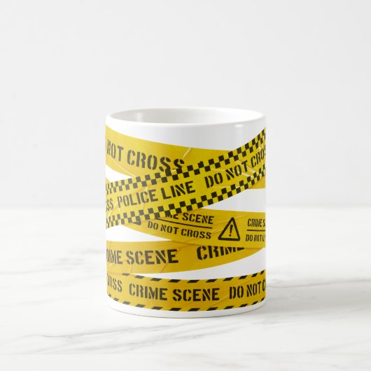 現場は黄色い警察を通過しなストライプい コーヒーマグカップ (中央)