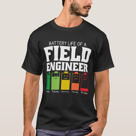 現場技術者の電池寿命 Tシャツ (正面)