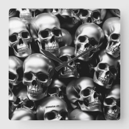 現存LITEシルバースカル壁時計 スクエア壁時計