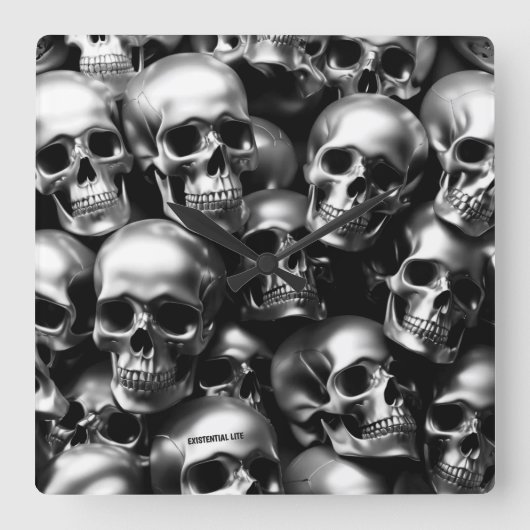 現存LITEシルバースカル壁時計 スクエア壁時計 (正面)