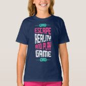 現実から逃れてゲームをプレイしよう Tシャツ (正面)
