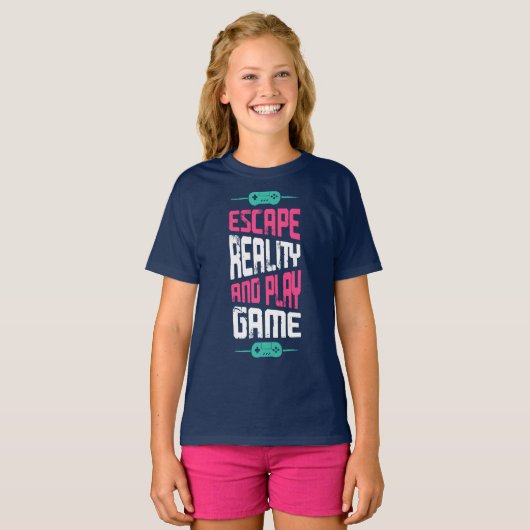 現実から逃れてゲームをプレイしよう Tシャツ (正面フル)
