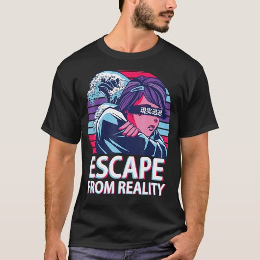 現実から逃れるVaporwave Eutique 日本の E Tシャツ (正面)