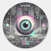 👁️ 「現実が見つからない」Weirdcoreステッカー👁️ ラウンドシール (正面)