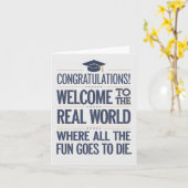 現実の世界へようこそ 面白い卒業 カード (黄色い花)