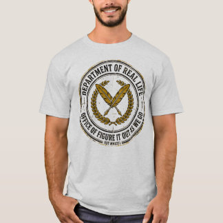現実の生活課 おもしろ ビンテージ バッジ Tシャツ
