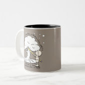 現実小さい男の子、大きい夢のロゴに夢を見て下さい ツートーンマグカップ (正面左)