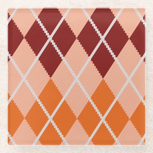 現実的でアーガイル柄のな布 ガラスコースター (正面)