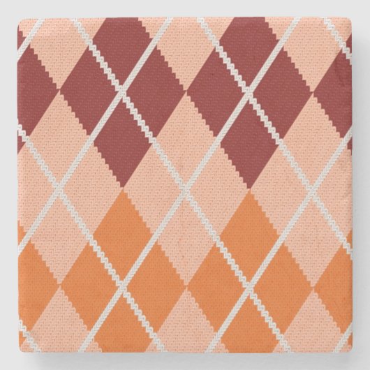 現実的でアーガイル柄のな布 ストーンコースター (正面)