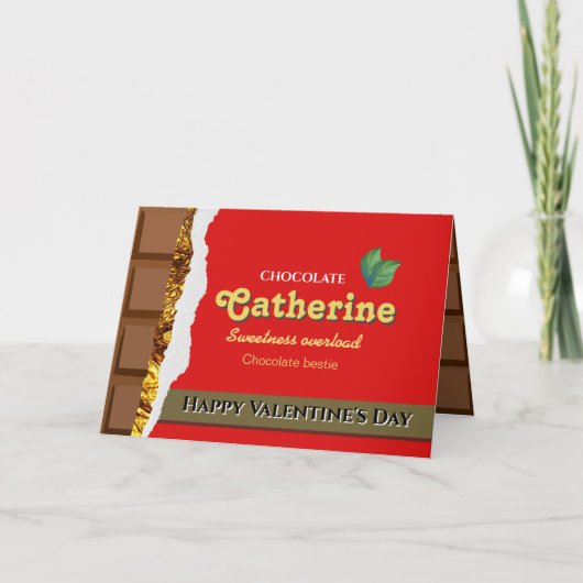 現実的で面白いチョコレートラバー バレンタイン ネーム カード (正面)