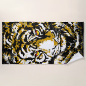 現実的なトラクールガ – タイガー頭スケッチビーチ ビーチタオル (正面)