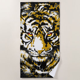 現実的なトラクールガ – タイガー頭スケッチビーチ ビーチタオル