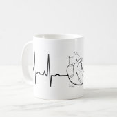 現実的なハートのコーヒー・マグとのEKG コーヒーマグカップ (正面左)