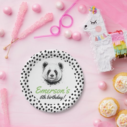 現実的なパンダの名前の誕生日パーティー、任意の年齢 ペーパープレート (パーティー)