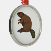 現実的なビーバー メタルオーナメント (右)