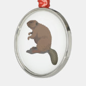 現実的なビーバー メタルオーナメント (左)