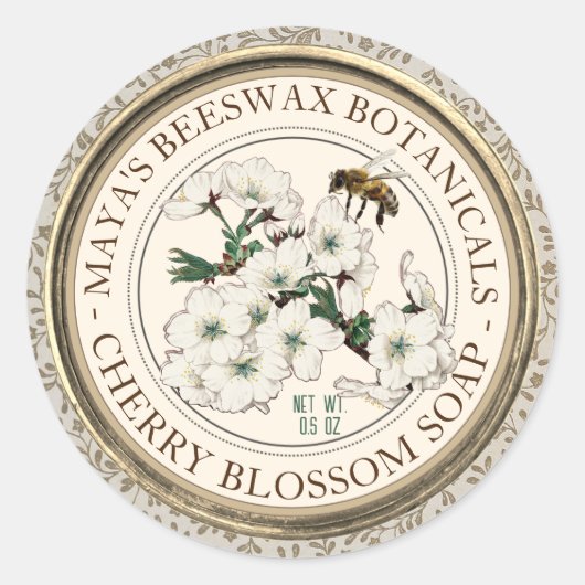 現実的なビービーズワックス香り石鹸の製品ラベル ラウンドシール (正面)