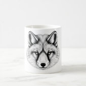 現実的な北極キツネヘッドブラック&ホワイトTシャツ コーヒーマグカップ (中央)