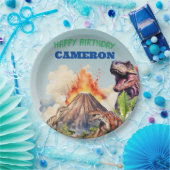 現実的な恐竜と火山の名前をカスタムする ペーパープレート (パーティー)