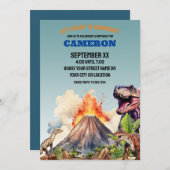 現実的な恐竜と火山 招待状 (正面/裏面)