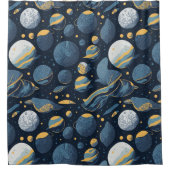 現実的な惑星イラストレーションパターン シャワーカーテン (正面)