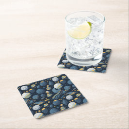 現実的な惑星イラストレーションパターン スクエアペーパーコースター