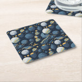 現実的な惑星イラストレーションパターン スクエアペーパーコースター (アングル)