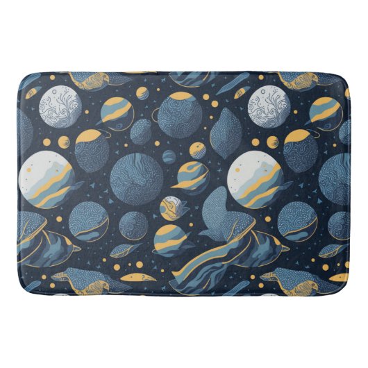 現実的な惑星イラストレーションパターン バスマット (正面)