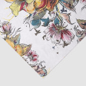 現実的な描かれた花花束パターン 薄葉紙 (詳細)