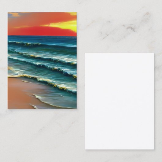 現実的な澄ん無人島ビーチ砂波晴れ 名刺 (正面/裏面)