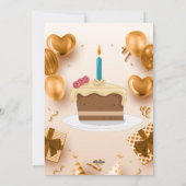 現実的な豪華なゴールデンハッピーバースデー招待 シーズンカード (裏面)