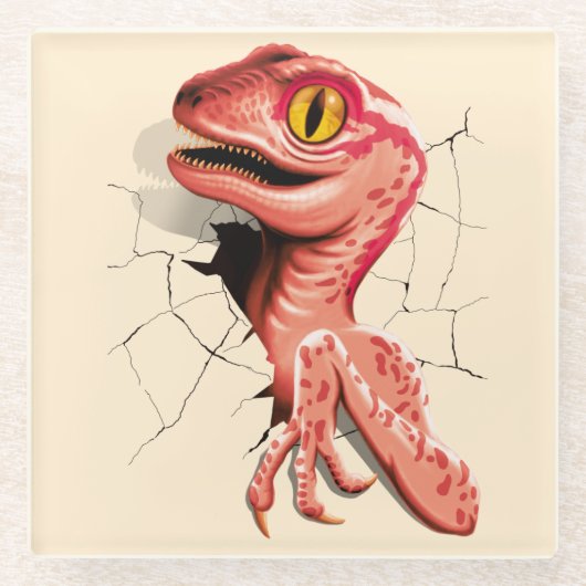 現実的な速度の恐竜の孵化 ガラスコースター (正面)