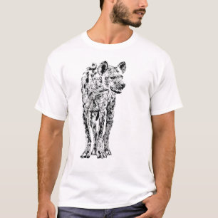 現実的な黒い及び白のハイエナの完全な姿 Tシャツ