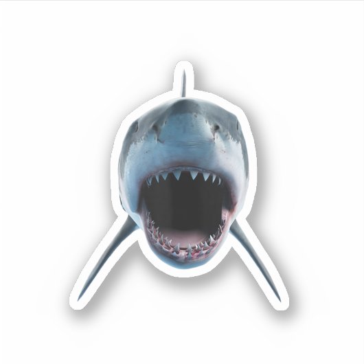 現実的素晴らしな白いサメの恋人への攻撃 シール (正面)
