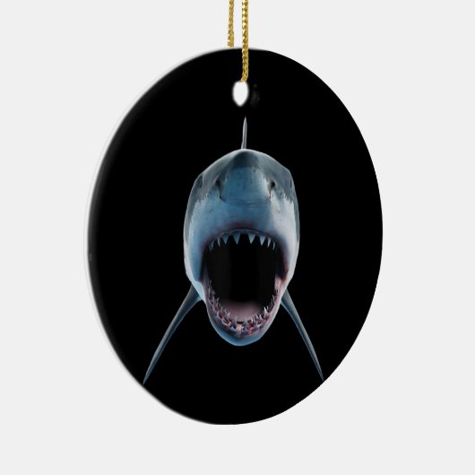現実的素晴らしな白いサメの恋人への攻撃 セラミックオーナメント (右)