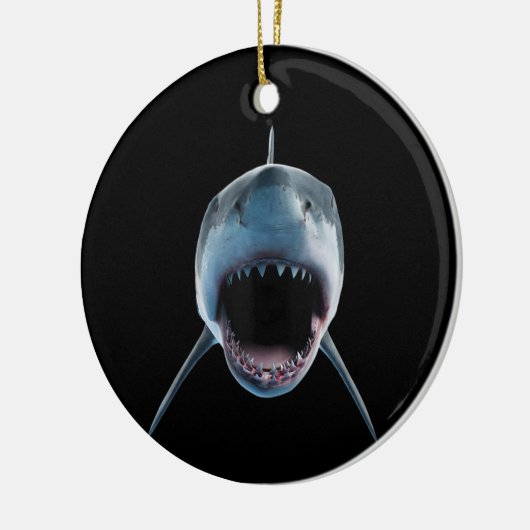 現実的素晴らしな白いサメの恋人への攻撃 セラミックオーナメント (左)